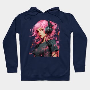 Cyberpunk Anime Girl  Futuristic Techwear Aesthetic Kawaii Manga Japanese Streetwear Harajuku Hoodie